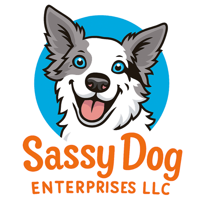 Sassy Dog Enterprises logo — a cheerful dog in a sky-blue circle above the wordmark